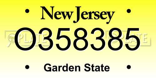 O358385 New Jersey License Plate