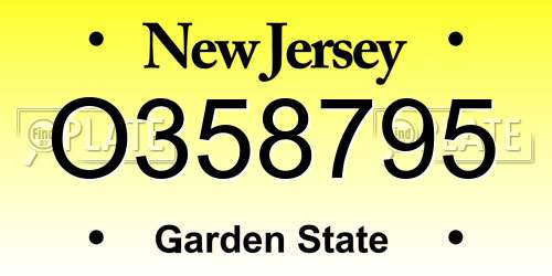 O358795 New Jersey License Plate