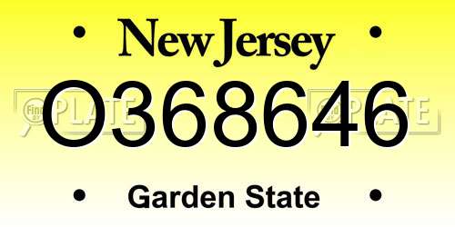 O368646 New Jersey License Plate