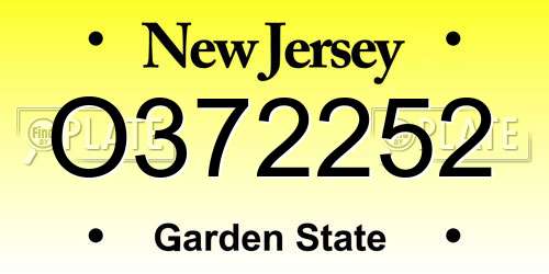 O372252 New Jersey License Plate