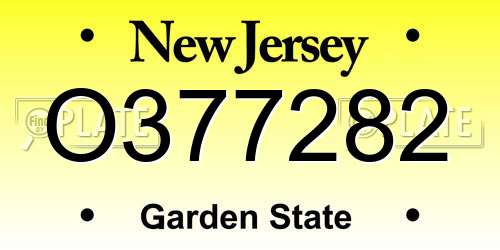 O377282 New Jersey License Plate