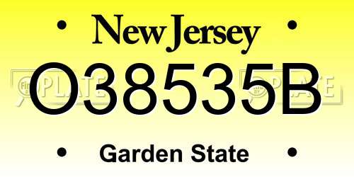 O38535B New Jersey License Plate