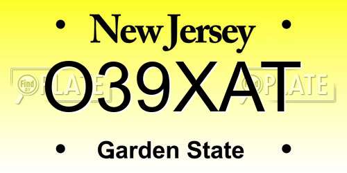 O39XAT New Jersey License Plate