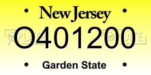 O401200 New Jersey License Plate