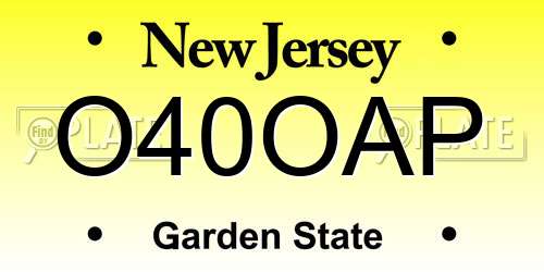 O40OAP New Jersey License Plate