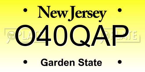 O40QAP New Jersey License Plate
