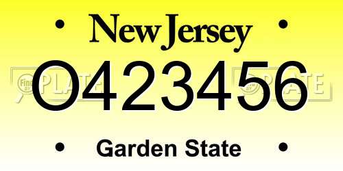 O423456 New Jersey License Plate