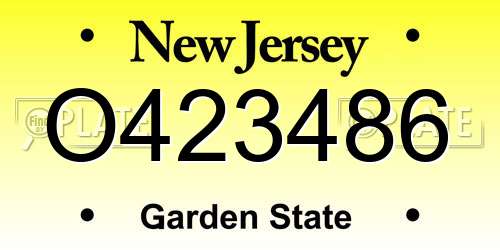 O423486 New Jersey License Plate