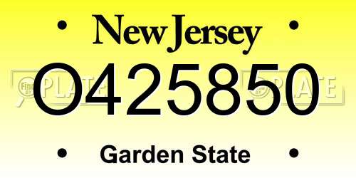 O425850 New Jersey License Plate