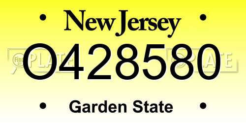 O428580 New Jersey License Plate