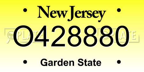 O428880 New Jersey License Plate