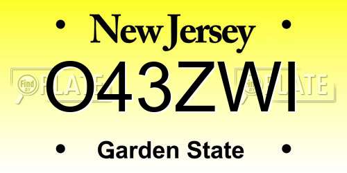 O43ZWI New Jersey License Plate