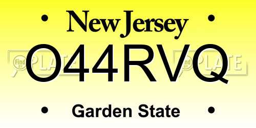 O44RVQ New Jersey License Plate