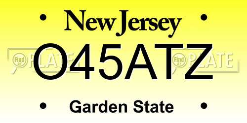 O45ATZ New Jersey License Plate