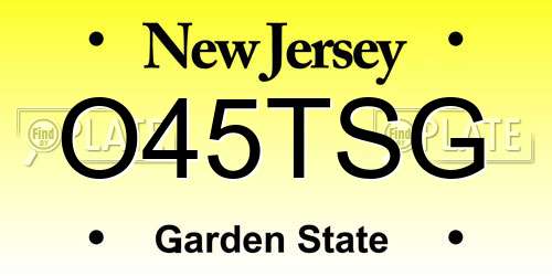 O45TSG New Jersey License Plate
