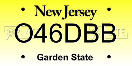 O46DBB New Jersey License Plate