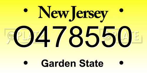 O478550 New Jersey License Plate