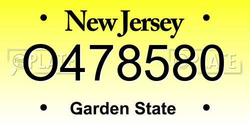 O478580 New Jersey License Plate