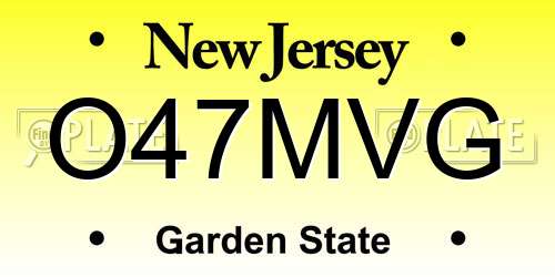 O47MVG New Jersey License Plate