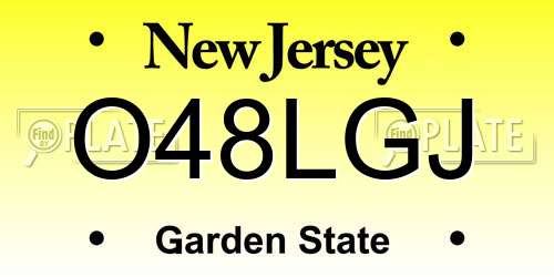 O48LGJ New Jersey License Plate