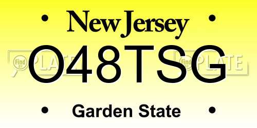 O48TSG New Jersey License Plate