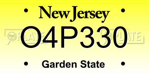 O4P330 New Jersey License Plate
