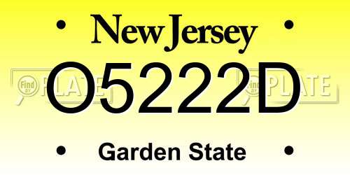O5222D New Jersey License Plate