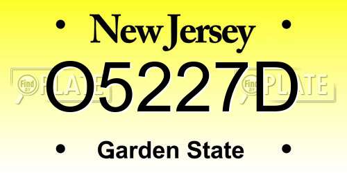 O5227D New Jersey License Plate