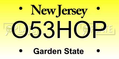 O53HOP New Jersey License Plate