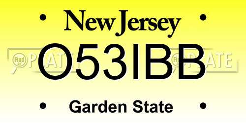 O53IBB New Jersey License Plate