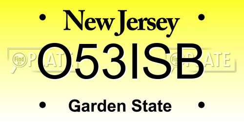 O53ISB New Jersey License Plate