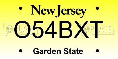 O54BXT New Jersey License Plate