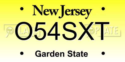 O54SXT New Jersey License Plate