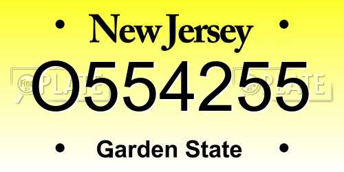 O554255 New Jersey License Plate