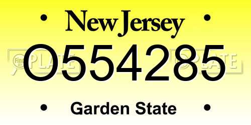 O554285 New Jersey License Plate