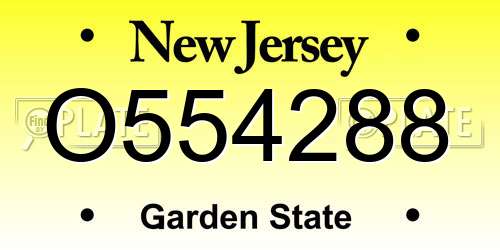 O554288 New Jersey License Plate
