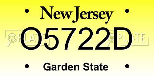 O5722D New Jersey License Plate