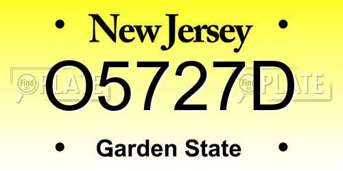 O5727D New Jersey License Plate