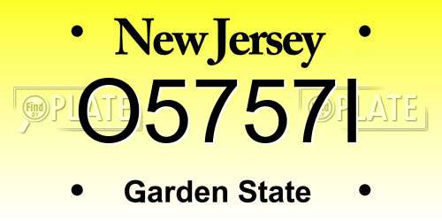O5757I New Jersey License Plate