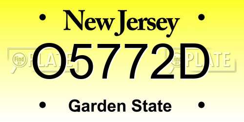 O5772D New Jersey License Plate