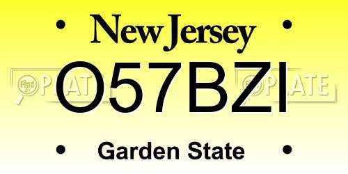 O57BZI New Jersey License Plate