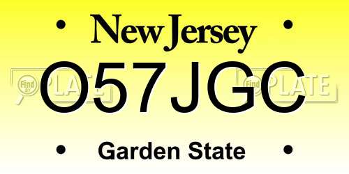 O57JGC New Jersey License Plate