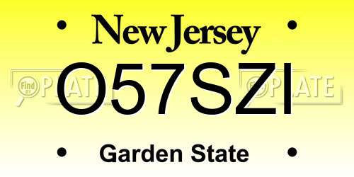 O57SZI New Jersey License Plate