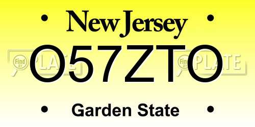 O57ZTO New Jersey License Plate