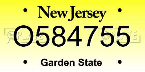 O584755 New Jersey License Plate