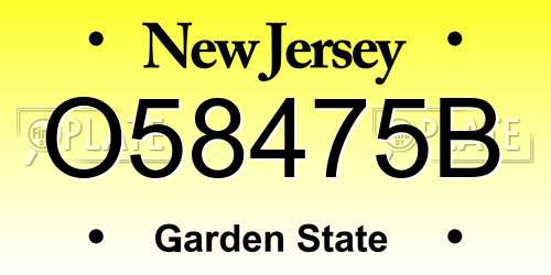 O58475B New Jersey License Plate