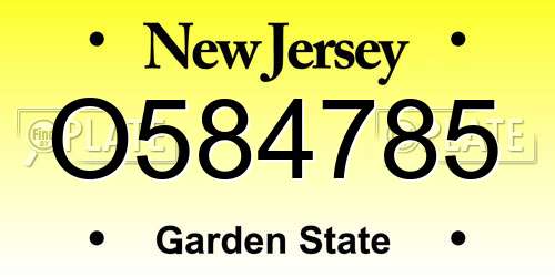 O584785 New Jersey License Plate