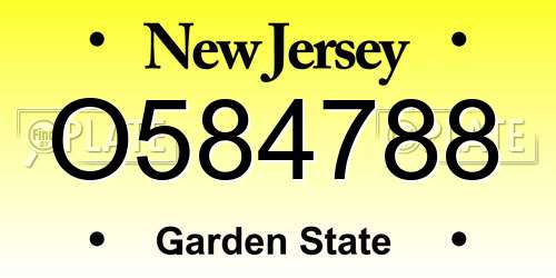 O584788 New Jersey License Plate