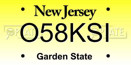 O58KSI New Jersey License Plate