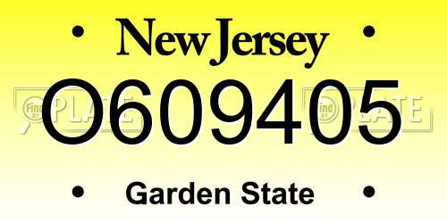 O609405 New Jersey License Plate